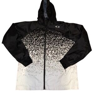 Oakley Wind Hoody Graphic 9.0 Men Training Jacket Black White Pixel Design